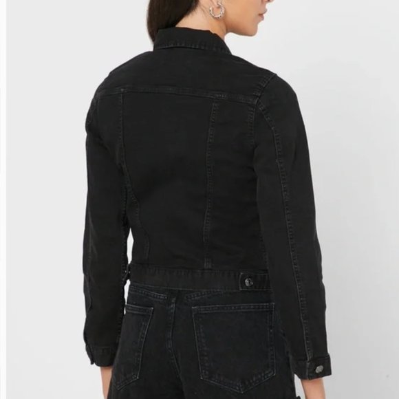 Mango Essential Cropped Black Denim Jacket - Picture 2 of 8